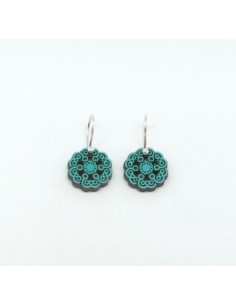 Wooden flower macramé design hook closure earrings - The...