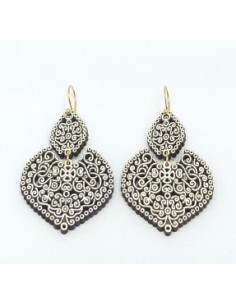 Wooden macramé design dangle hook earrings - The Lusos...