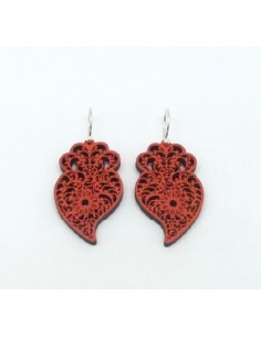 Wooden heart macramé design dangle hook earrings - The...