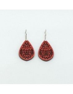 Wooden macramé design dangle hook earrings - The Guipur...