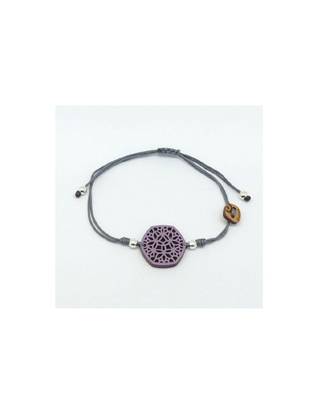 Wooden macramé design pendant bracelet - The Guipur Collection