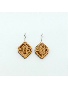 Wooden macramé design dangle hook earrings - The Guipur...