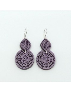 Wooden macramé design dangle hook earrings - The Guipir...
