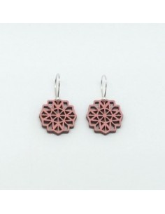 Wooden macramé design dangle hook earrings - The Guipur...