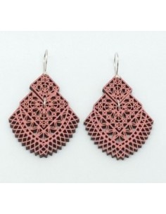 Wooden macramé design dangle hook earrings - The Guipur...