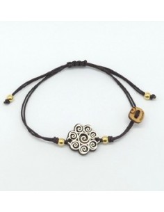 Wooden macramé design pendant bracelet - The Fíos Collection