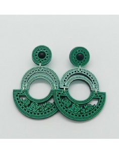 Wooden macramé design stud dangle earrings - The Camelia...