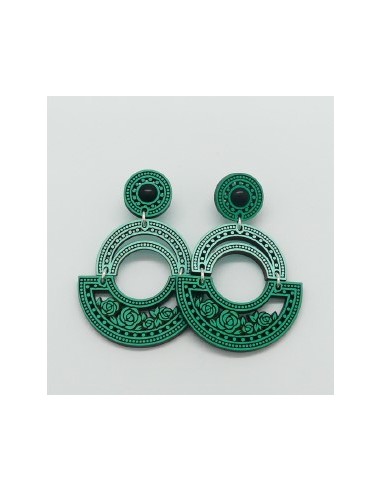 Wooden macramé design stud dangle...