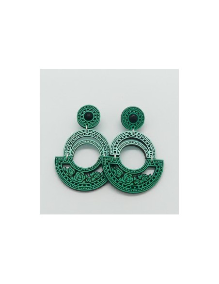 Pendiente presión y azabache - Camelia