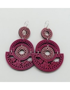 Wooden macramé design hook closure earrings - The Camelia...