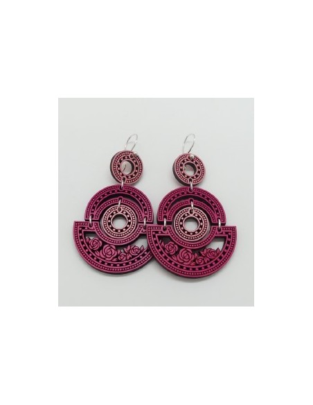 Wooden macramé design hook closure earrings - The Camelia Collection
