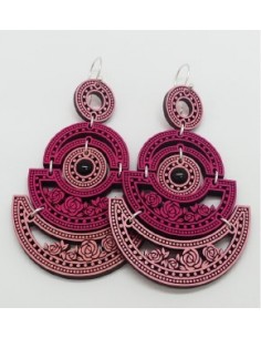 Wooden macramé design hook closure earrings - The Camelia...