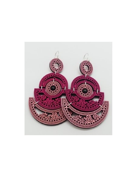 Wooden macramé design hook closure earrings - The Camelia Collection