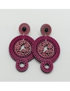 Wooden macramé design stud dangle earrings - The Camelia...