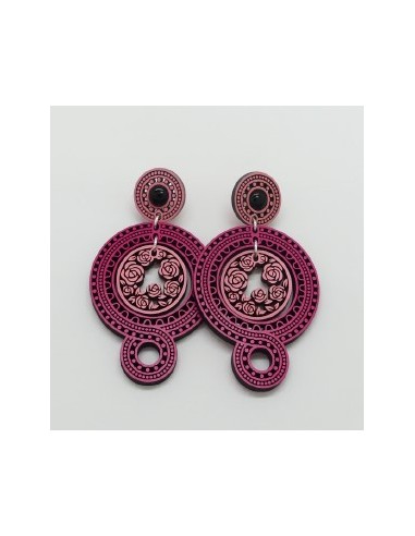 Wooden macramé design stud dangle...