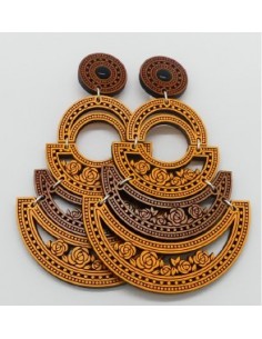 Wooden macramé design clip-on earrings - The Camelia...