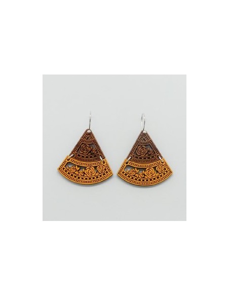 Wooden macramé design hook closure earrings - The Camelia Collection