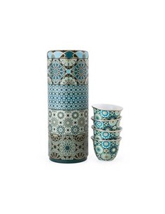 Tin + 4 Coffe cups porcelain Andalusia - 60ml