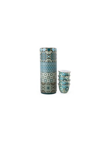 Tin + 4 Coffe cups porcelain Andalusia - 60ml