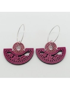 Wooden macramé design dangle oval hook earrings - The...