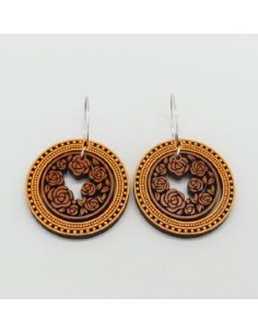 Wooden macramé design dangle hook earrings - The Camelia...