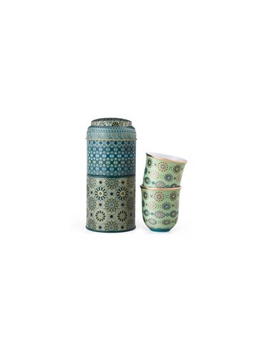 Tin + 2 Coffe cups porcelain Andalusia - 90ml