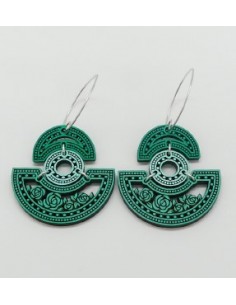 Wooden macramé design oval dangle hook earrings - The...