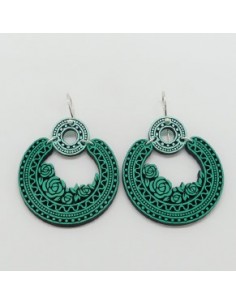 Wooden macramé design dangle hook earrings - The Camelia...