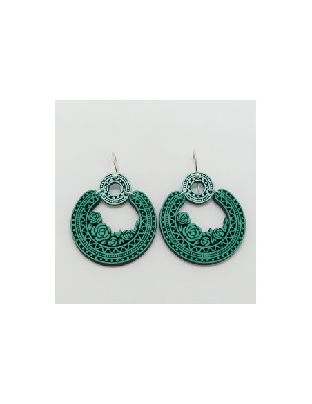 Wooden macramé design dangle hook earrings - The Camelia Collection