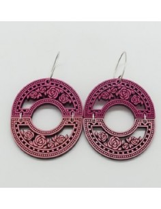 Wooden macramé design dangle hook earrings - The Camelia...