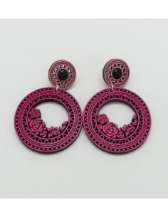 Wooden macramé design stud dangle earrings - The Camelia...