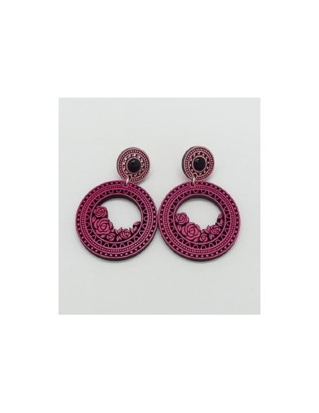 Wooden macramé design stud dangle earrings - The Camelia Collection