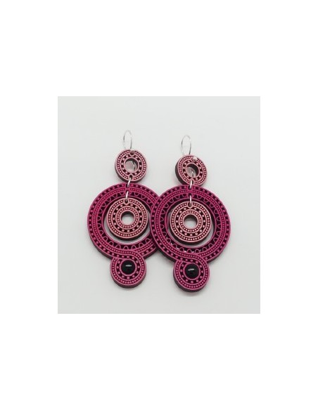 Pendiente gancho corto y azabache - Camelia