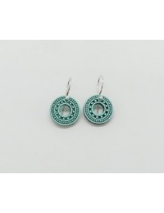 Wooden macramé design dangle hook earrings - The Camelia...