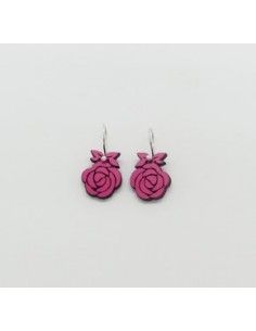 Wooden flower macramé design dangle hook earrings - The...
