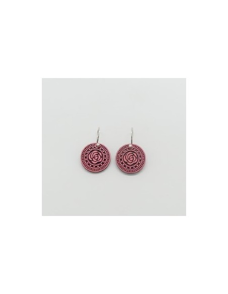 Wooden macramé design dangle hook earrings - The Camelia Collection