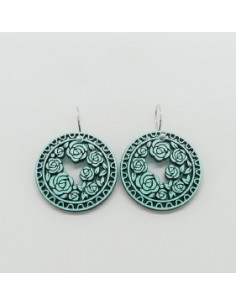 Wooden macramé design dangle hook earrings - The Camelia...