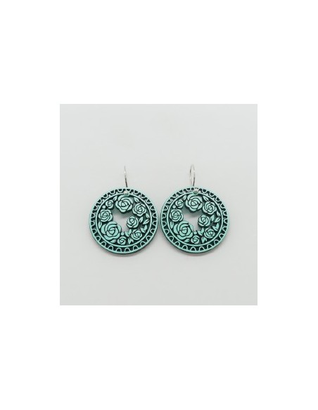 Wooden macramé design dangle hook earrings - The Camelia Collection