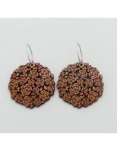 Wooden macramé design dangle hook earrings - The Camelia...