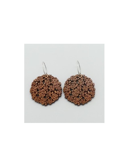 Wooden macramé design dangle hook earrings - The Camelia Collection