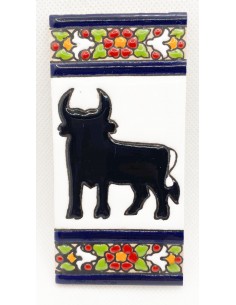 Ceramic bull figure tile