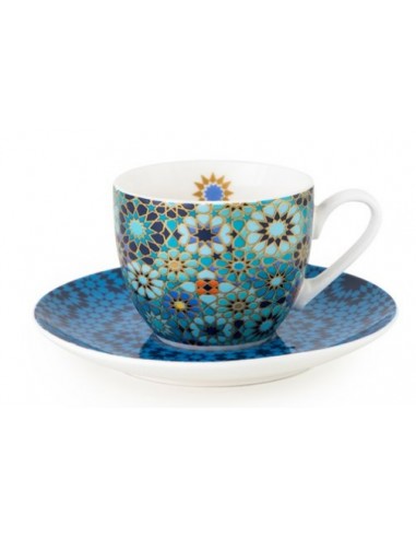 Taza de café con plato de porcelana 90 ml -  Moucharabieh Blue
