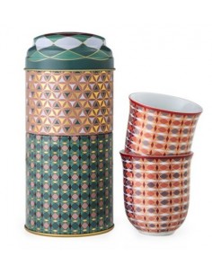 Metal tin with two 90ml coffee cups - The Opera Collection