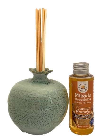 Pack: Granada cerámica verde & mikados esencias