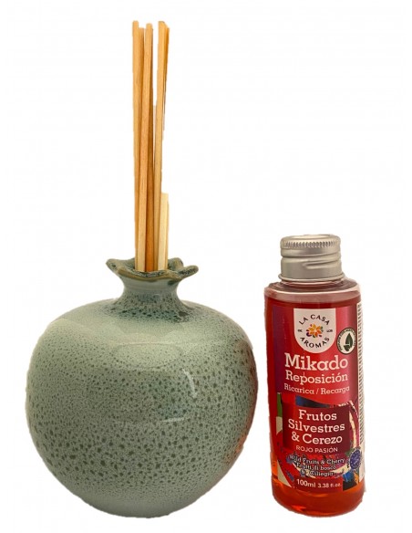 Pack: Granada cerámica verde & mikados esencias