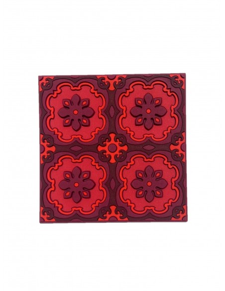 Set of 4 Silicone Coasters - Sejjadeh Ruby design - 9x9cm