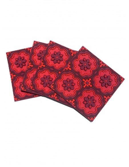 Set of 4 Silicone Coasters - Sejjadeh Ruby design - 9x9cm