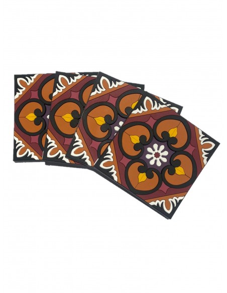 Set of 4 Silicone Coasters - Sejjadeh Sol design - 9x9cm