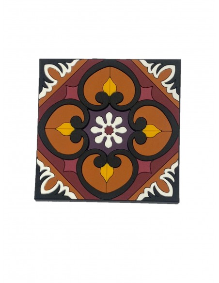 Set of 4 Silicone Coasters - Sejjadeh Sol design - 9x9cm