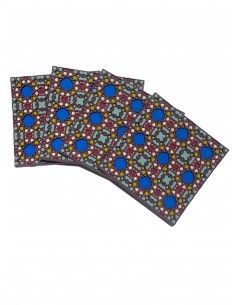 Set of 4 Silicone Coasters - Denia Indigo design - 9x9cm